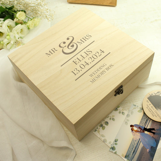Personalised Mr & Mrs Large Wooden Keepsake Box - MK&JD Gifts