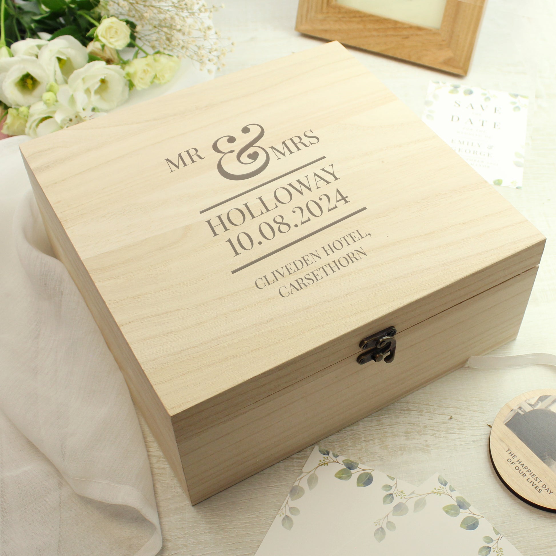 Personalised Mr & Mrs Large Wooden Keepsake Box - MK&JD Gifts