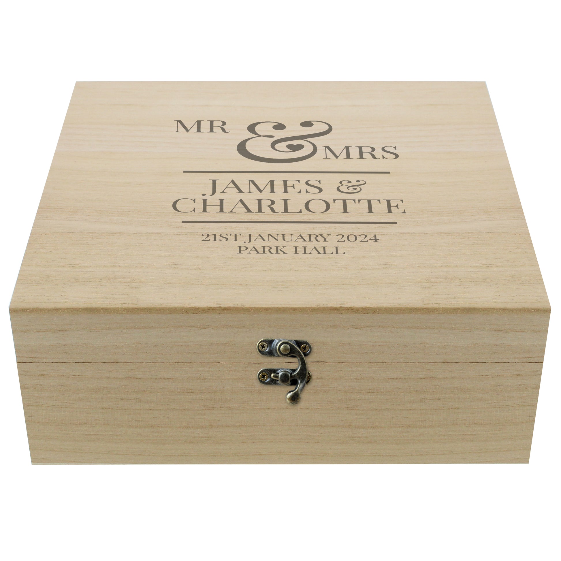 Personalised Mr & Mrs Large Wooden Keepsake Box - MK&JD Gifts