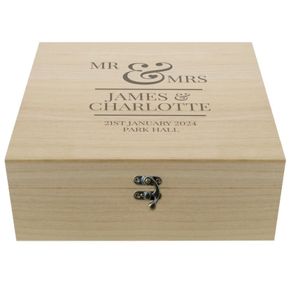 Personalised Mr & Mrs Large Wooden Keepsake Box - MK&JD Gifts