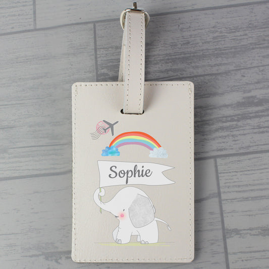 Personalised Hessian Elephant Cream Luggage Tag - MK&JD Gifts