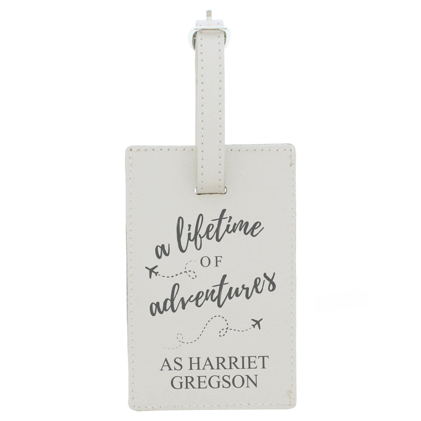 Personalised 'Lifetime of Adventures' Cream Luggage Tag - MK&JD Gifts