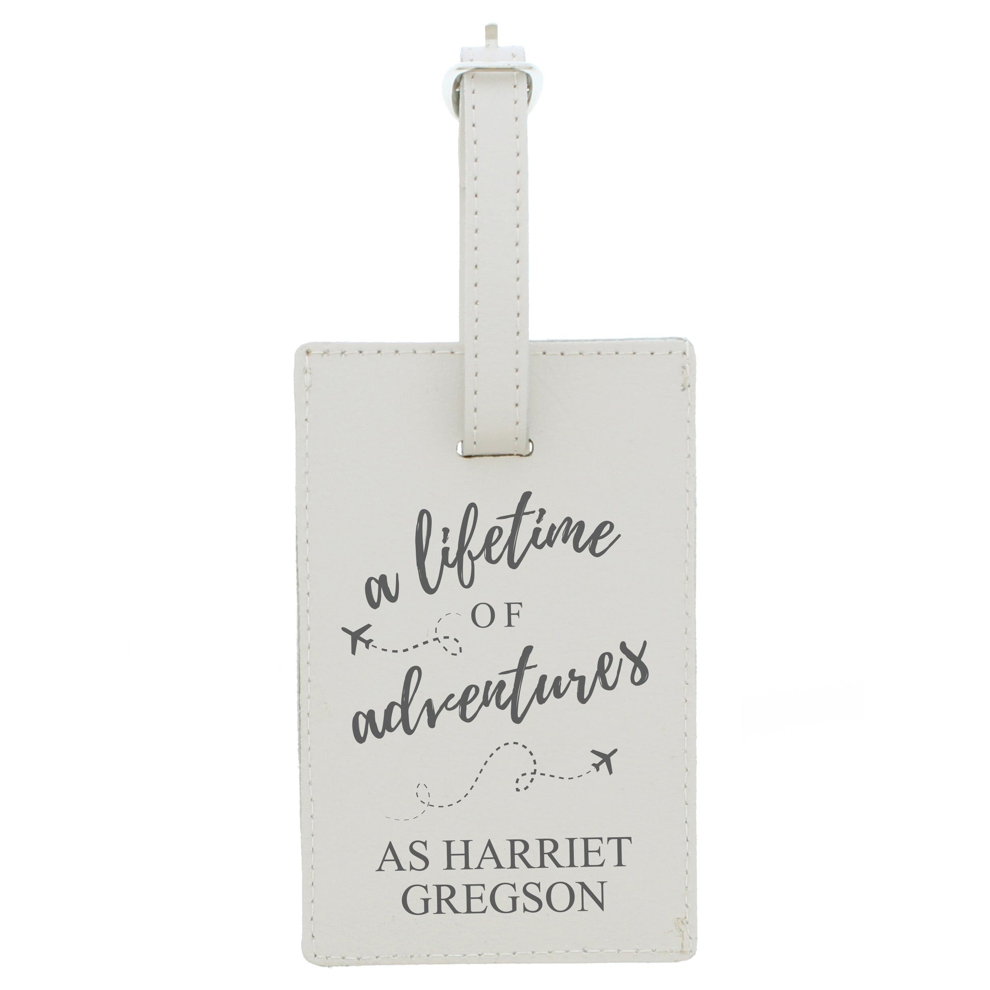 Personalised 'Lifetime of Adventures' Cream Luggage Tag - MK&JD Gifts