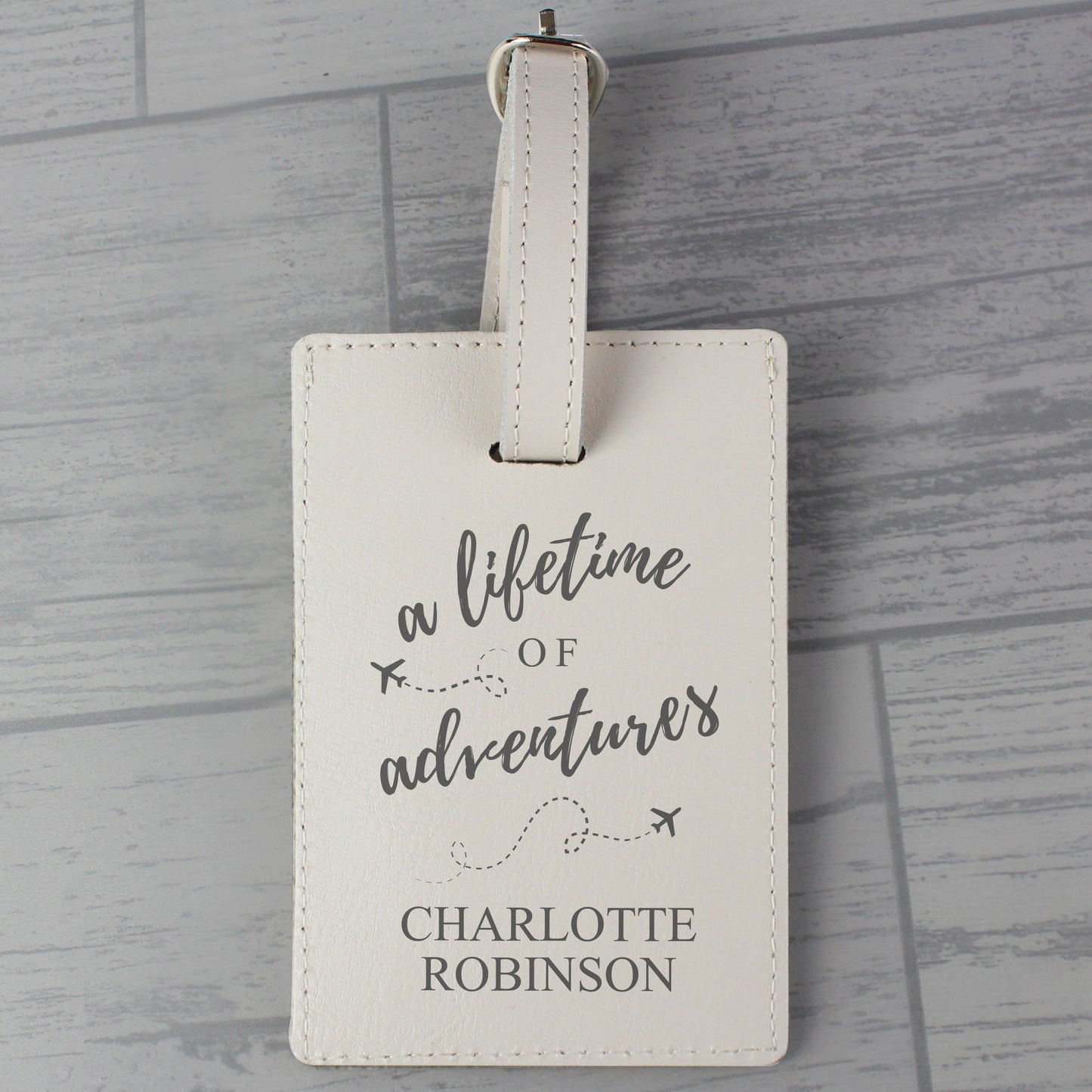 Personalised 'Lifetime of Adventures' Cream Luggage Tag - MK&JD Gifts