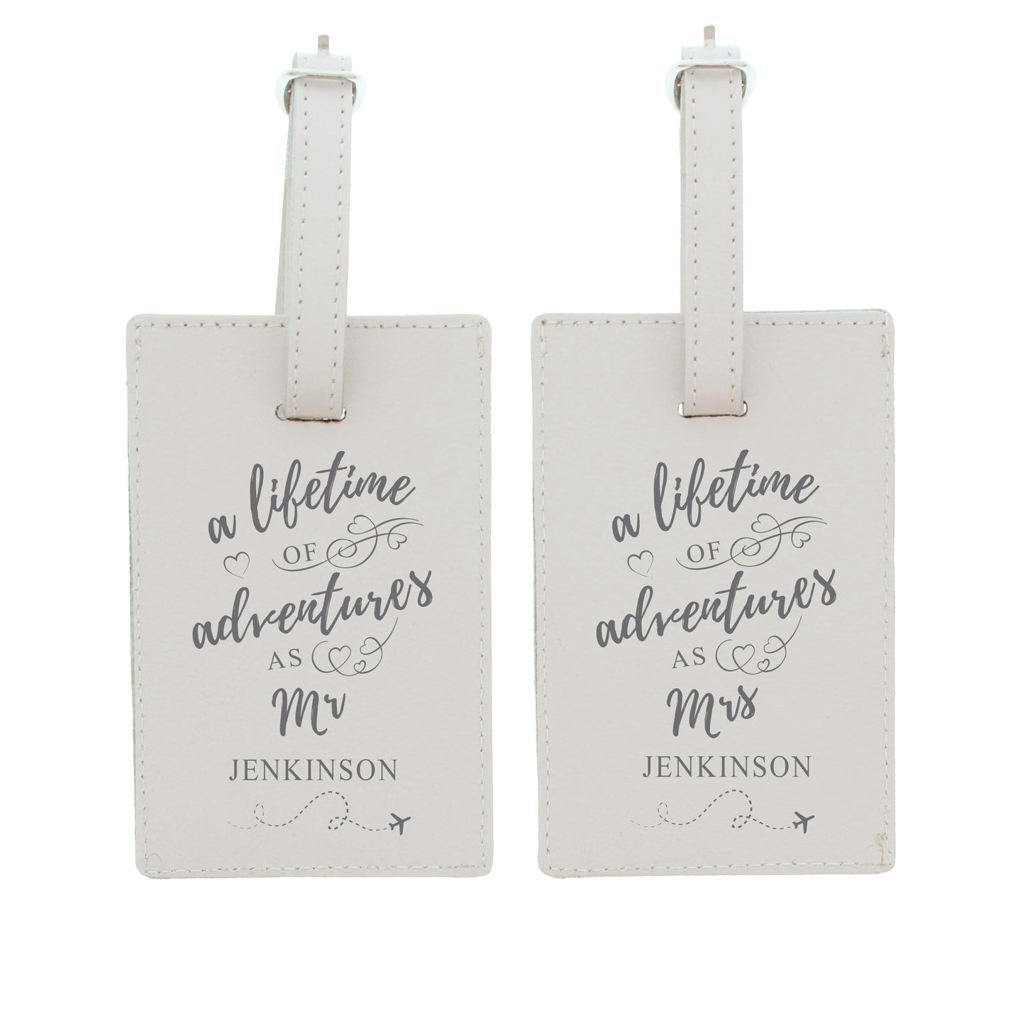 Personalised 'Lifetime of Adventures' Couples Luggage Tags - MK&JD Gifts