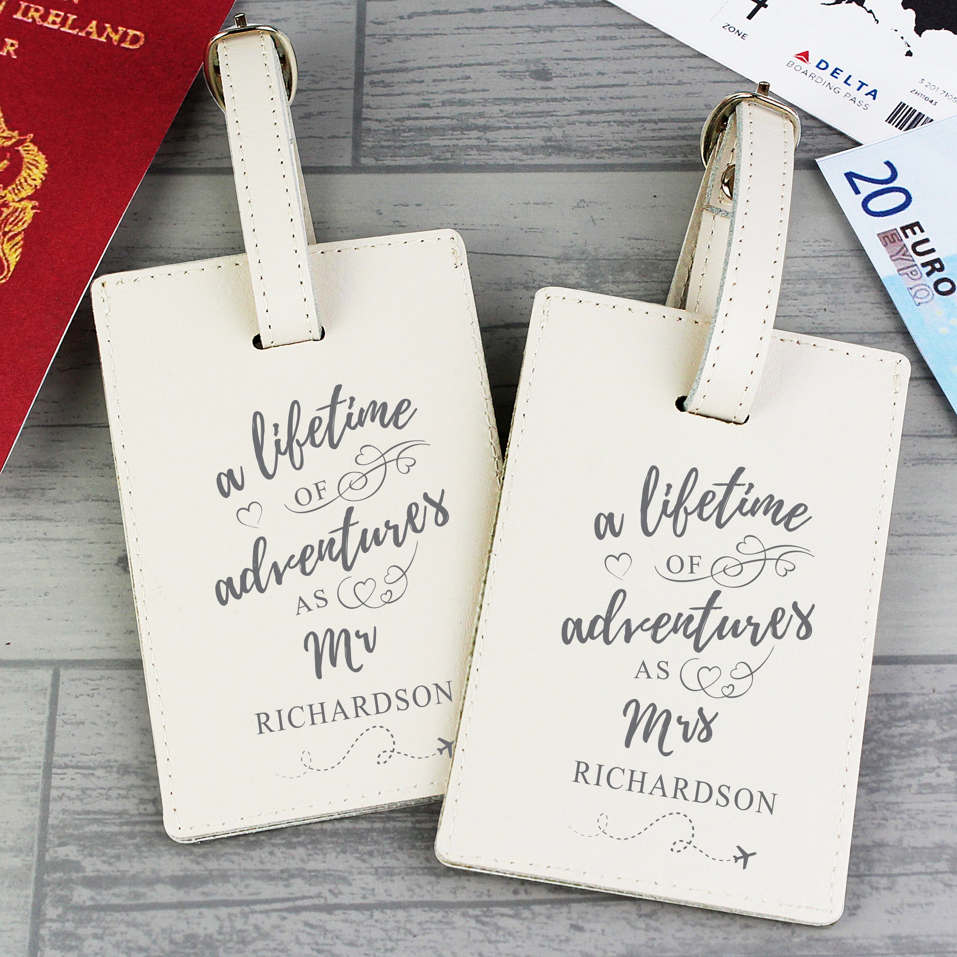 Personalised 'Lifetime of Adventures' Couples Luggage Tags - MK&JD Gifts