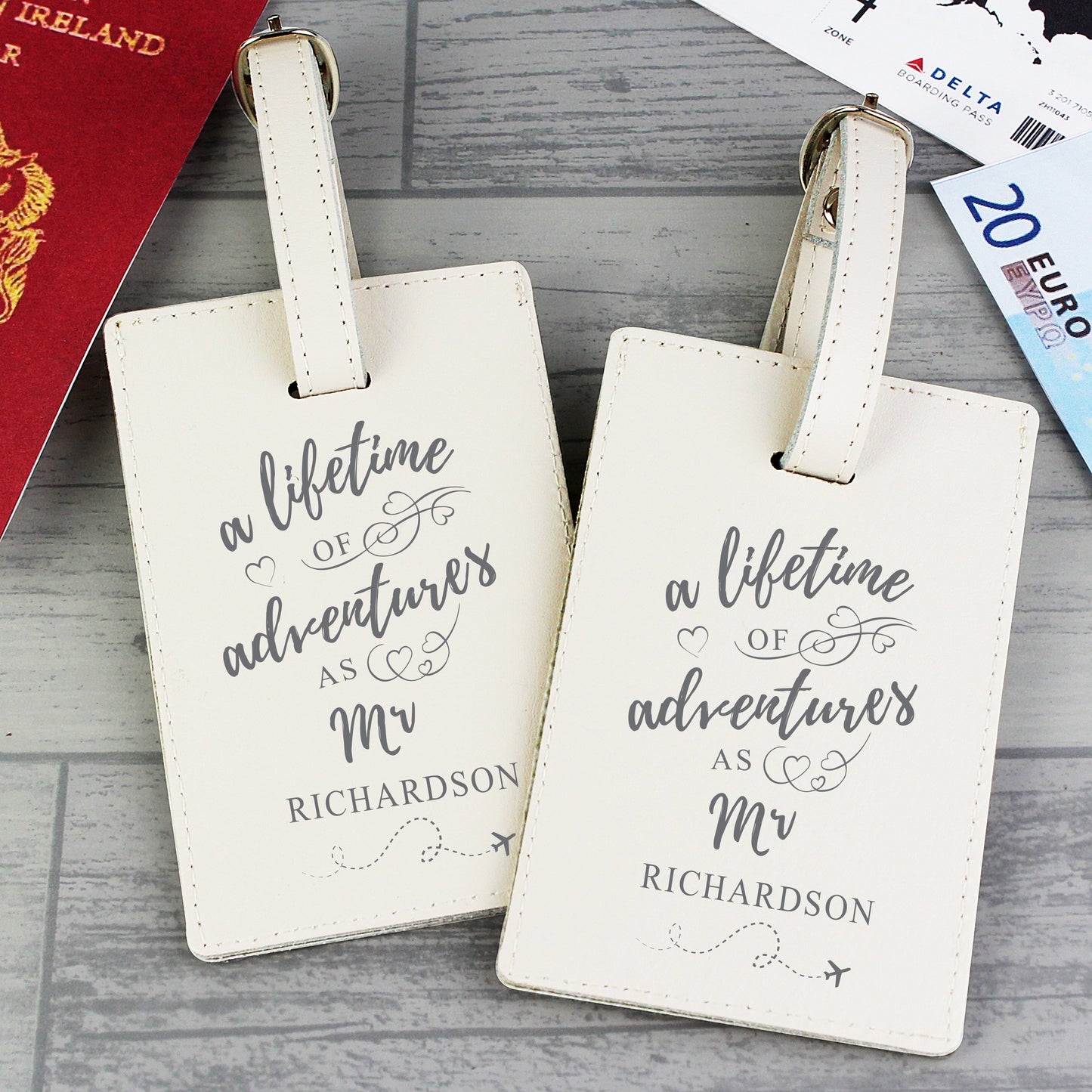 Personalised 'Lifetime of Adventures' Couples Luggage Tags - MK&JD Gifts
