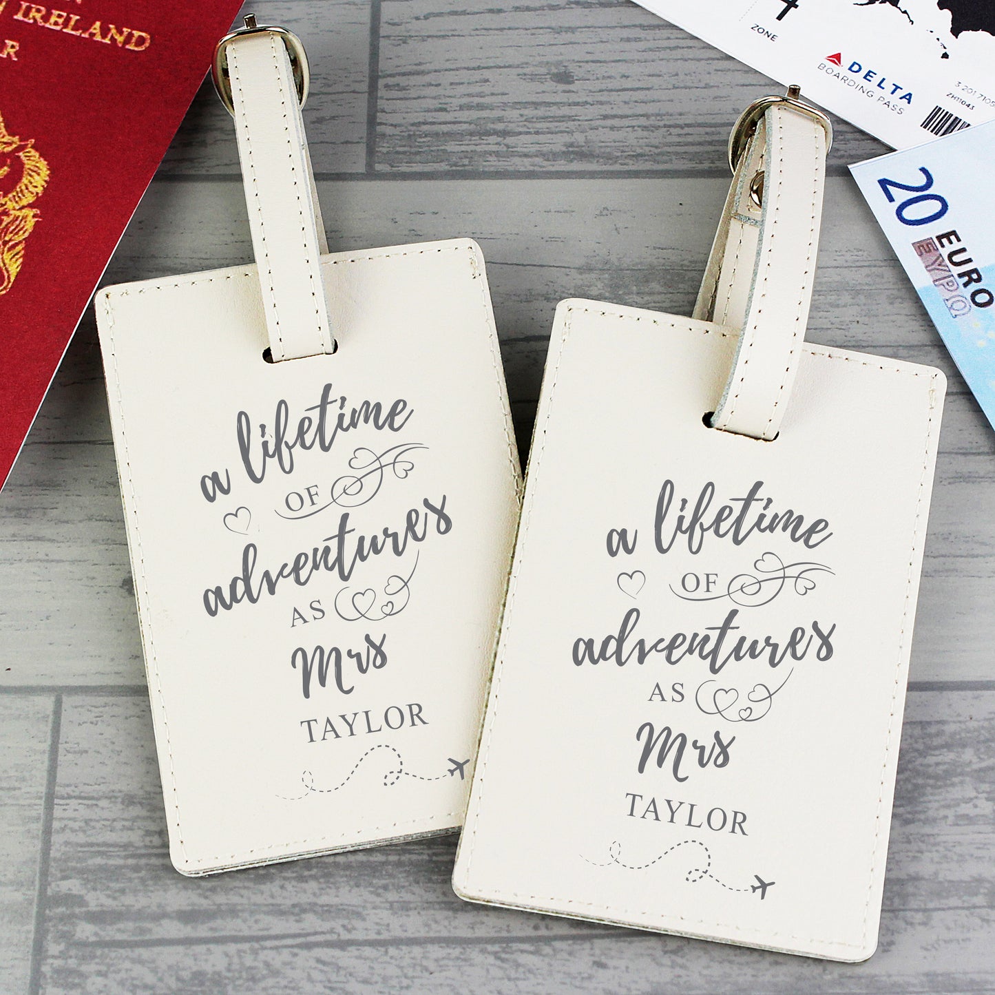 Personalised 'Lifetime of Adventures' Couples Luggage Tags - MK&JD Gifts