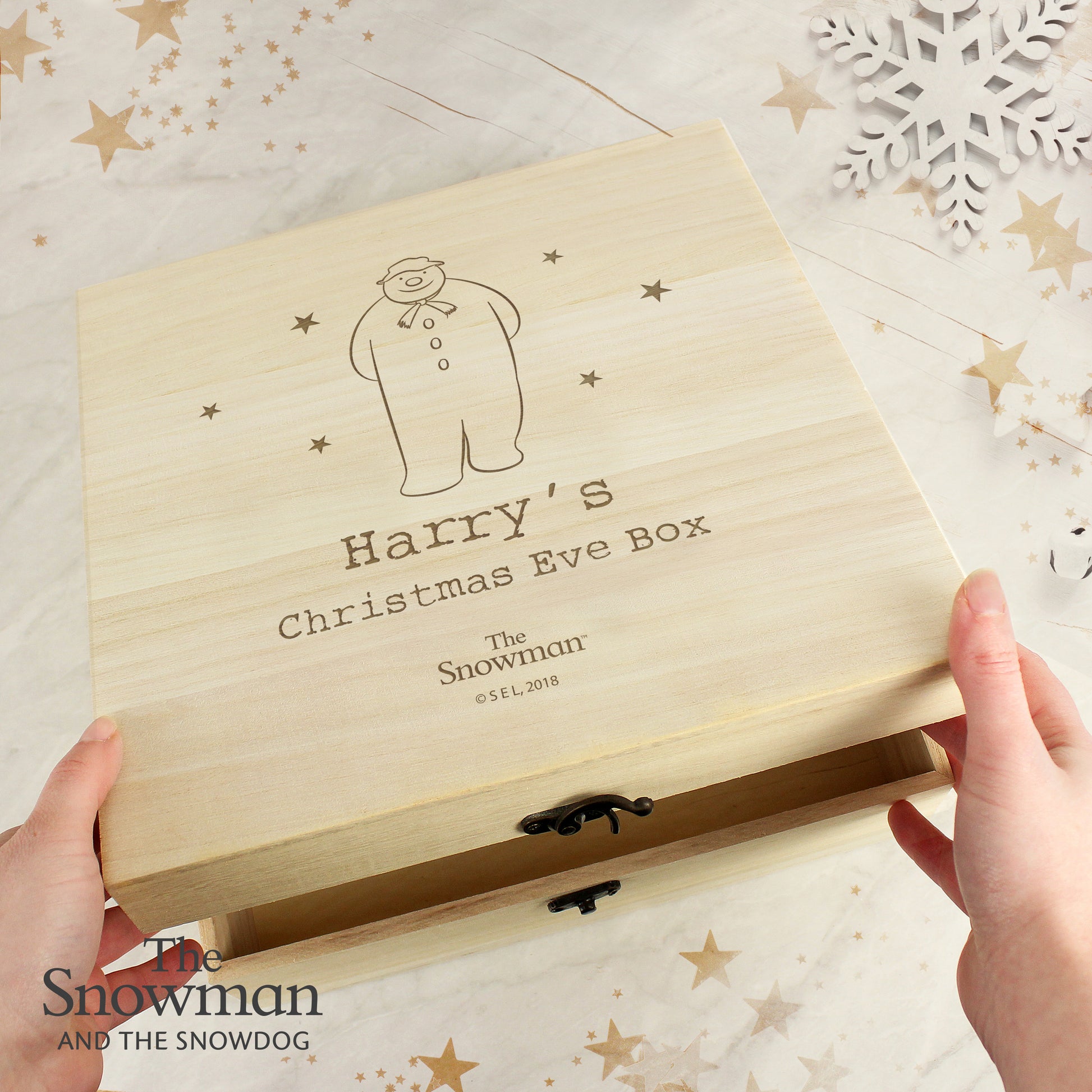 Personalised The Snowman Large Wooden Christmas Eve Box - MK&JD Gifts