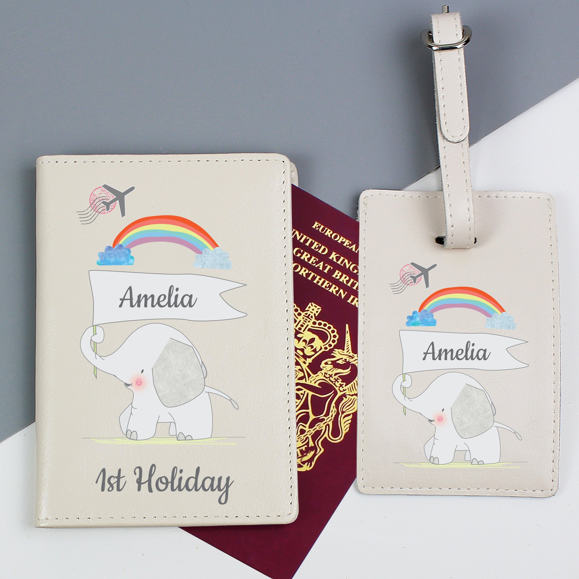 Personalised My 1st Cream Passport Holder & Luggage Tag Set - MK&JD Gifts
