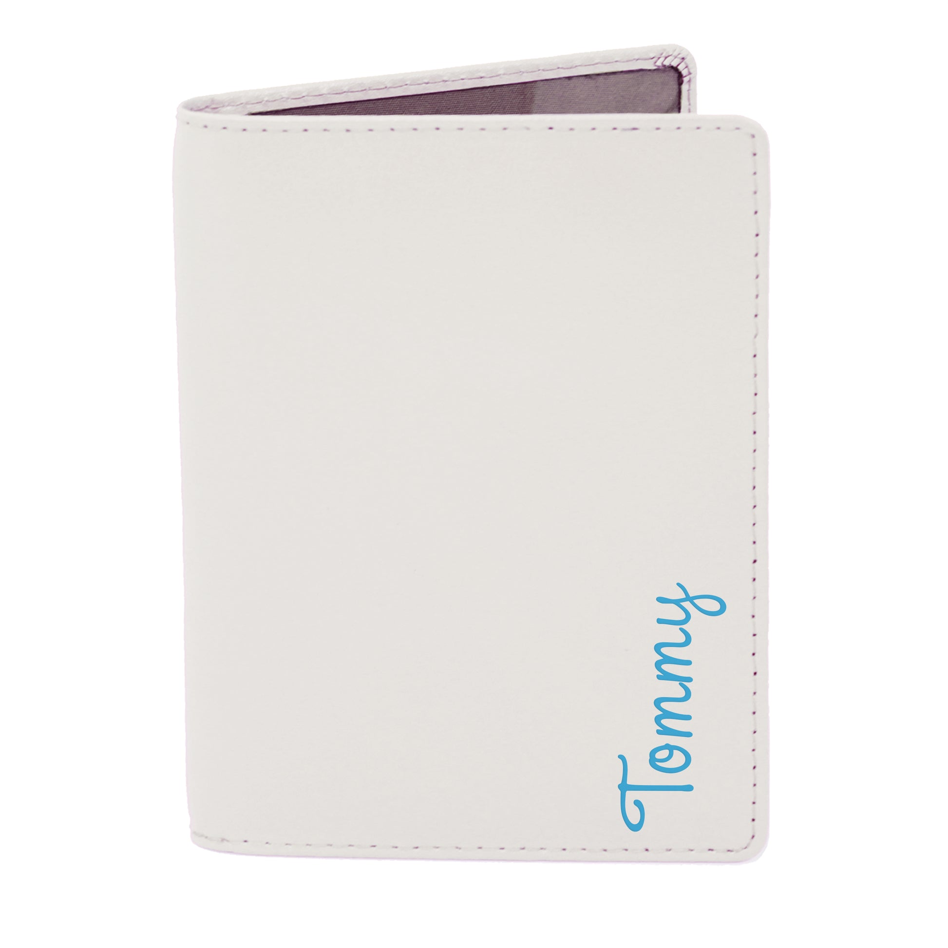 Personalised Blue Name Cream Passport Holder - MK&JD Gifts