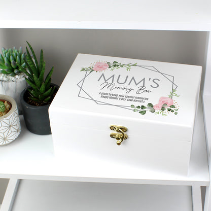 Personalised Abstract Rose White Wooden Keepsake Box - MK&JD Gifts