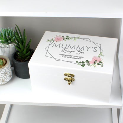 Personalised Abstract Rose White Wooden Keepsake Box - MK&JD Gifts