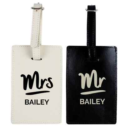 Personalised Mr & Mrs Black & Cream Luggage Tag Set - MK&JD Gifts