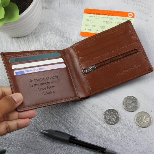 Personalised Free Text Tan Leather Wallet - MK&JD Gifts
