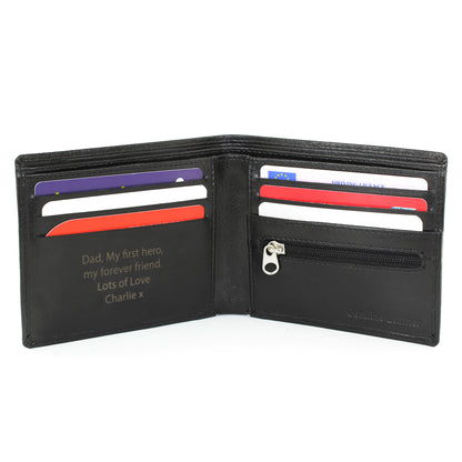 Personalised Free Text Black Leather Wallet - MK&JD Gifts