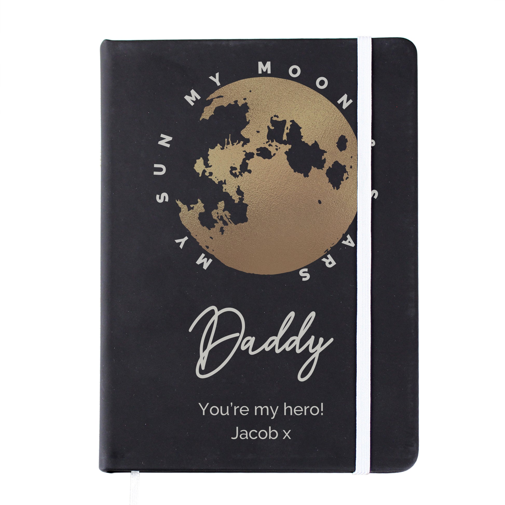 Personalised Moon & Stars Black Hardback Notebook - MK&JD Gifts