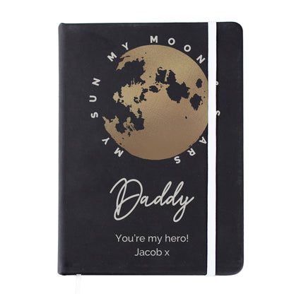 Personalised Moon & Stars Black Hardback Notebook - MK&JD Gifts