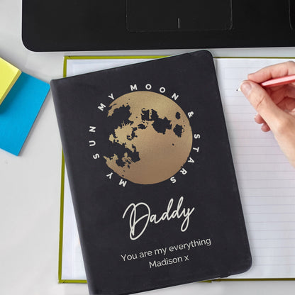 Personalised Moon & Stars Black Hardback Notebook - MK&JD Gifts