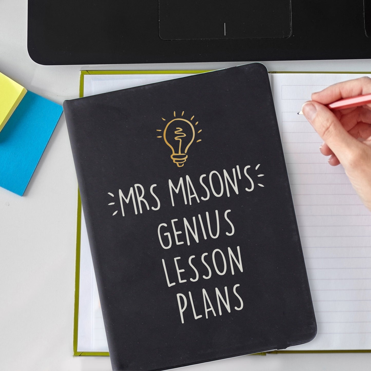 Personalised Light Bulb Black Hardback Notebook - MK&JD Gifts