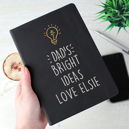 Personalised Light Bulb Black Hardback Notebook - MK&JD Gifts