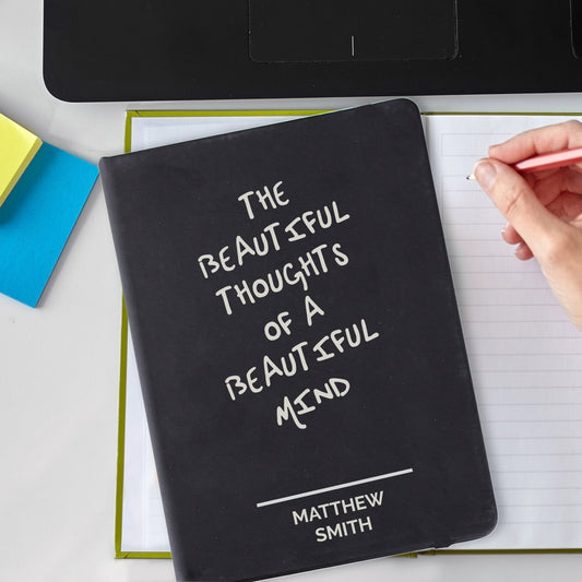 Personalised Free Text Black Hardback Notebook - MK&JD Gifts