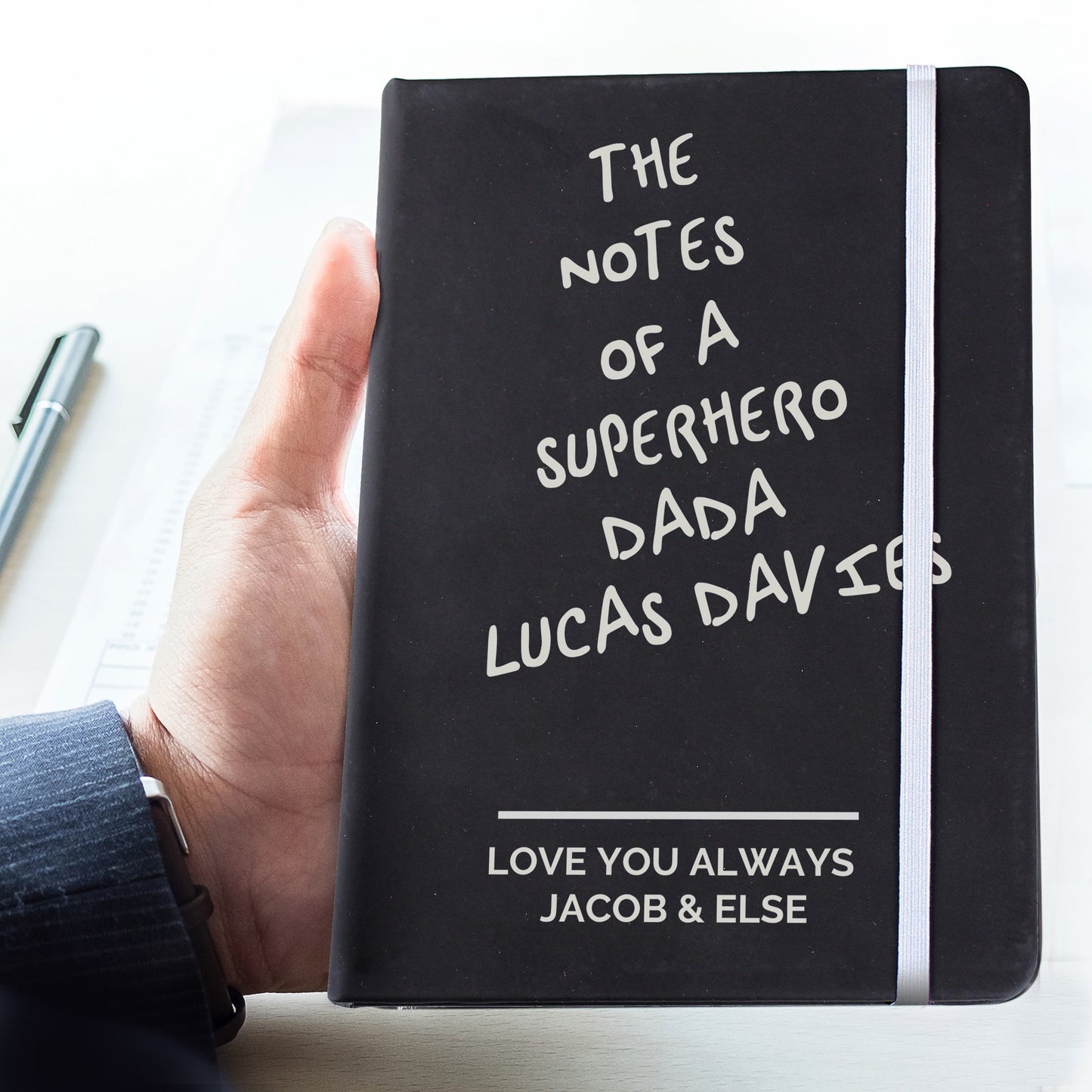 Personalised Free Text Black Hardback Notebook - MK&JD Gifts
