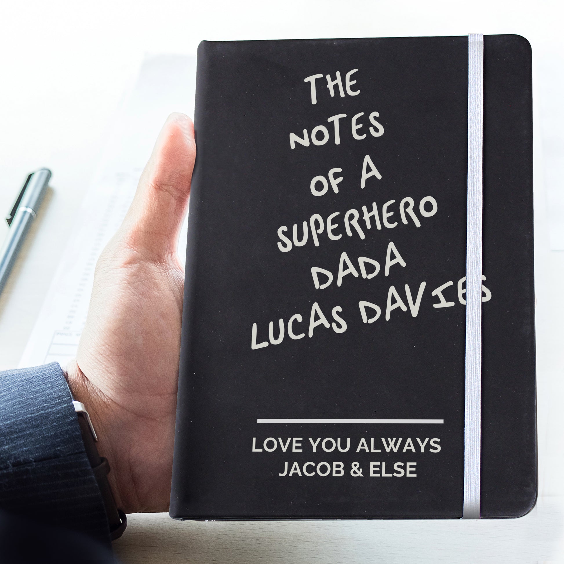 Personalised Free Text Black Hardback Notebook - MK&JD Gifts