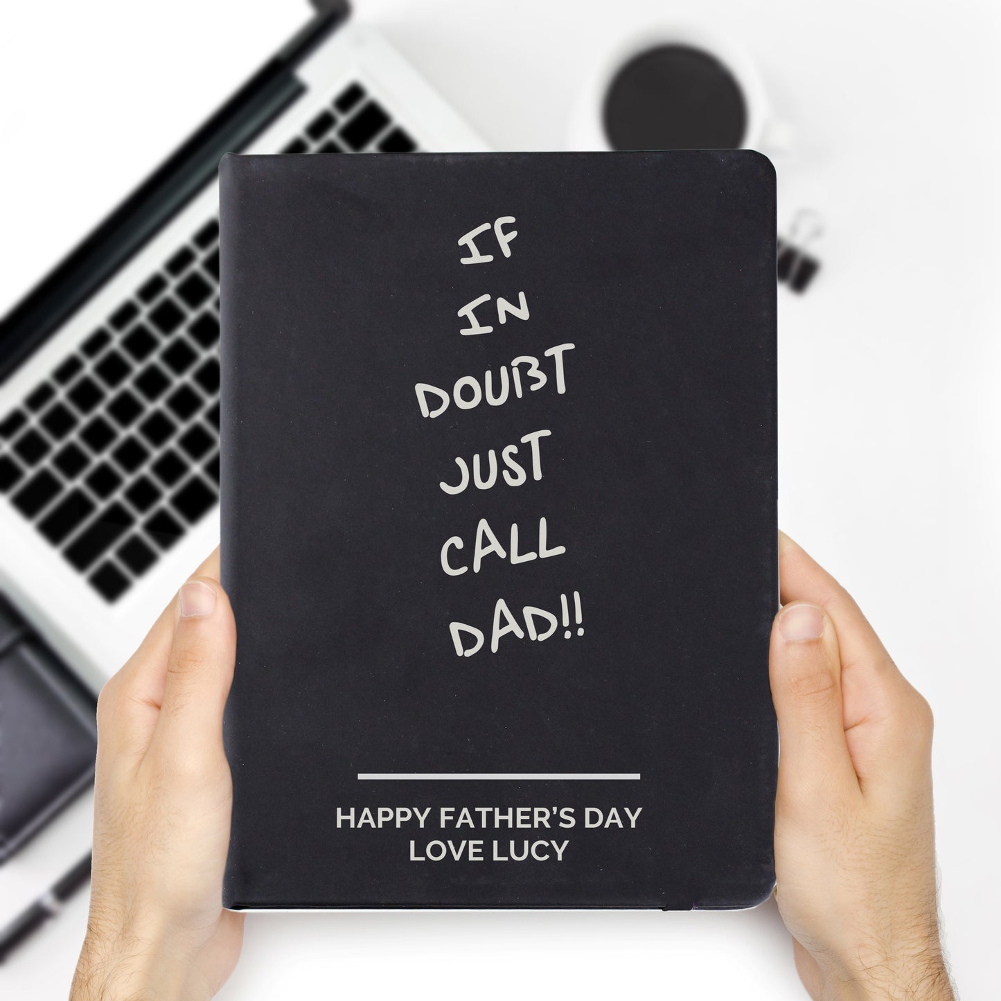 Personalised Free Text Black Hardback Notebook - MK&JD Gifts