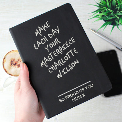 Personalised Free Text Black Hardback Notebook - MK&JD Gifts
