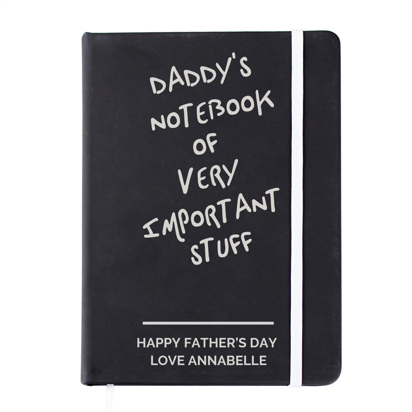 Personalised Free Text Black Hardback Notebook - MK&JD Gifts