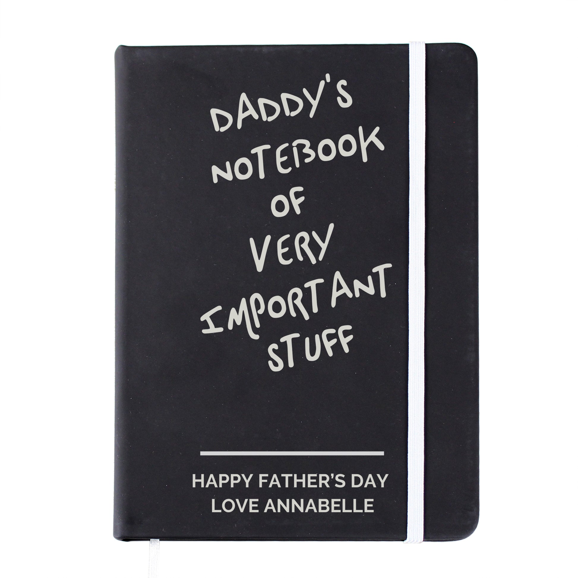 Personalised Free Text Black Hardback Notebook - MK&JD Gifts
