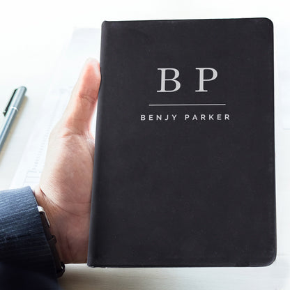 Personalised Initials Black Hardback Notebook - MK&JD Gifts
