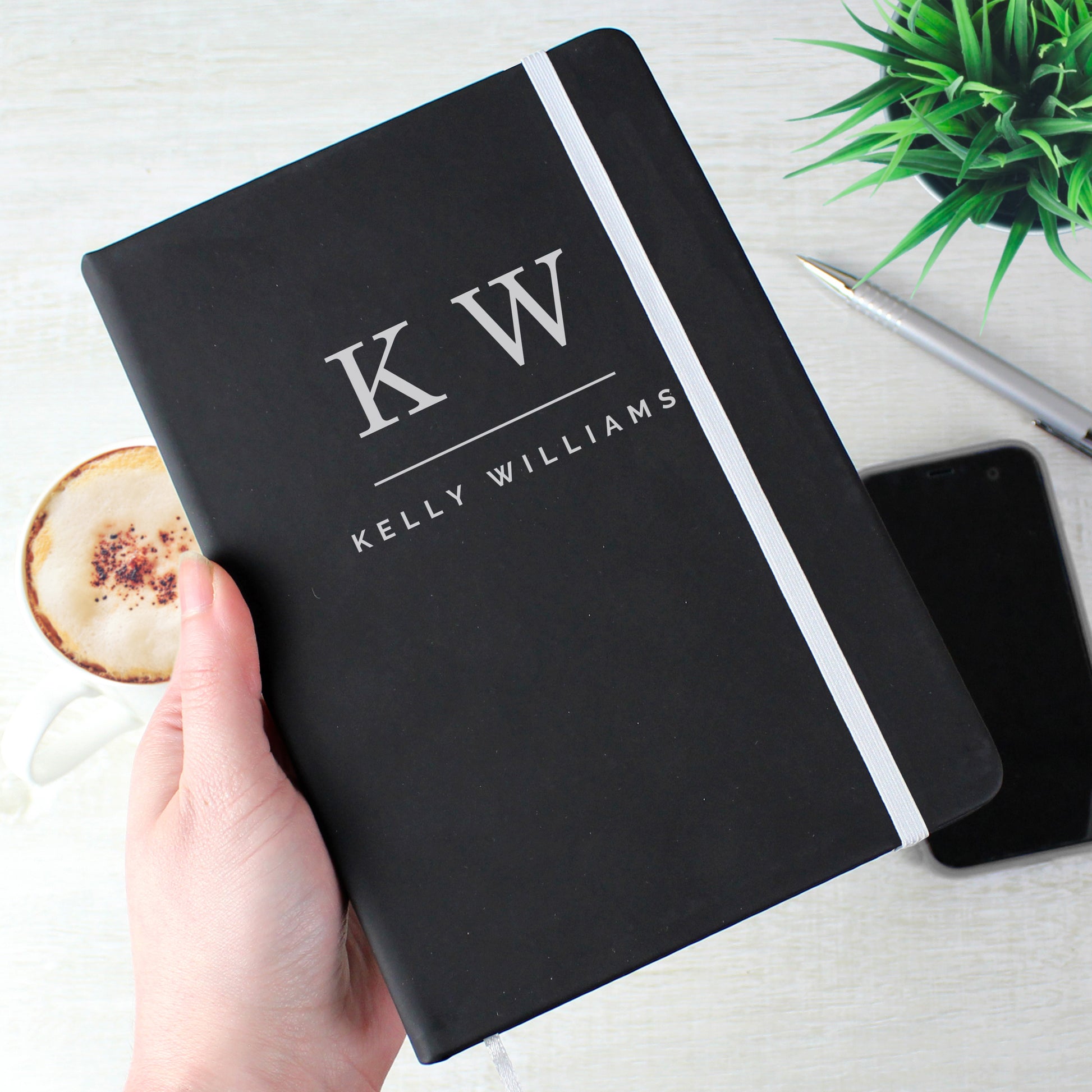 Personalised Initials Black Hardback Notebook - MK&JD Gifts