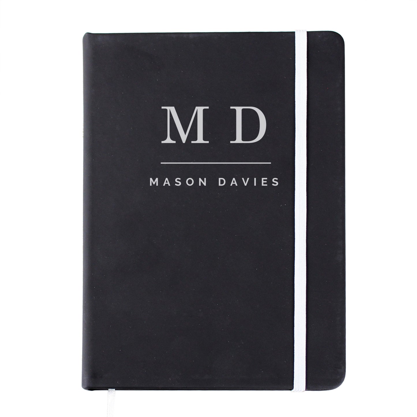 Personalised Initials Black Hardback Notebook - MK&JD Gifts