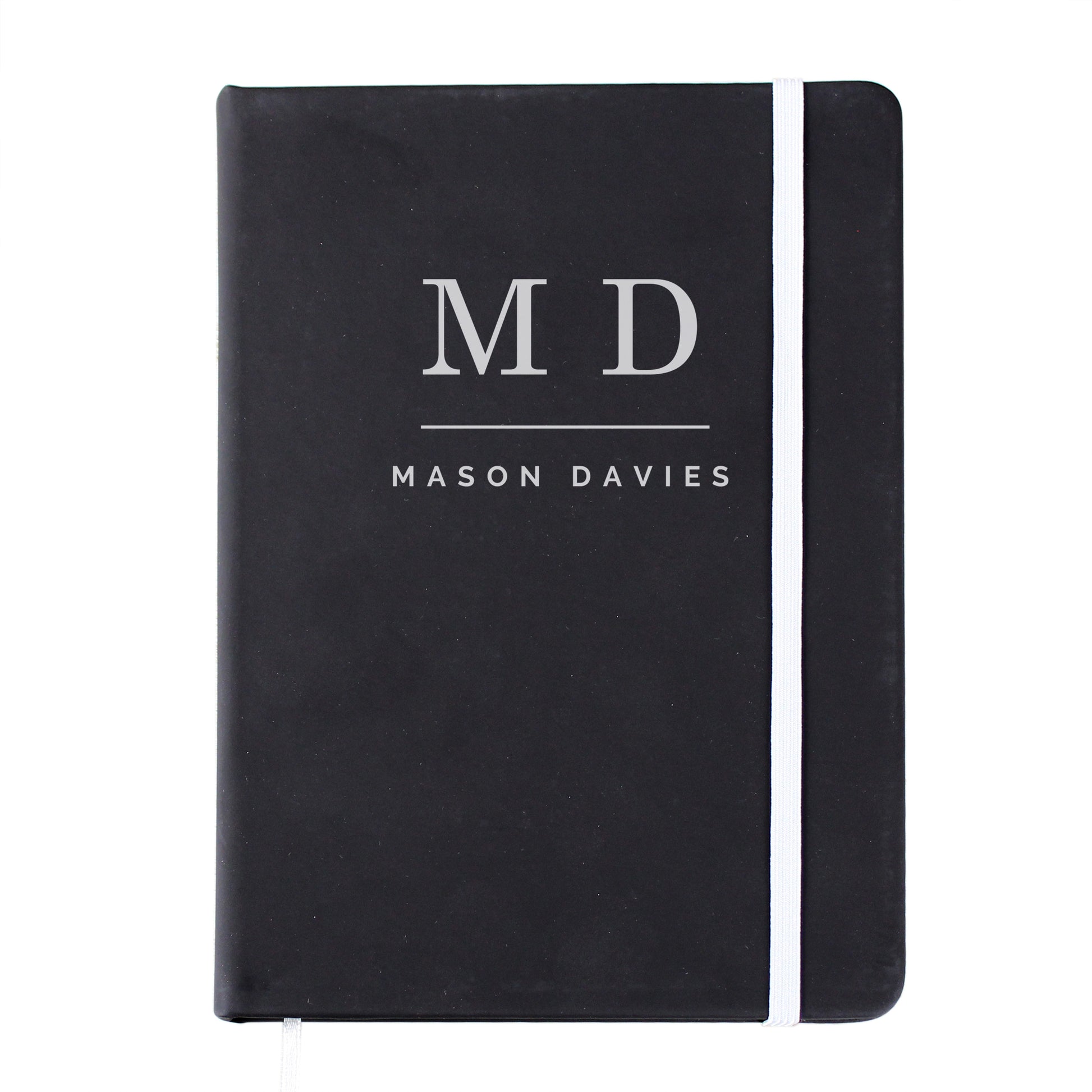 Personalised Initials Black Hardback Notebook - MK&JD Gifts