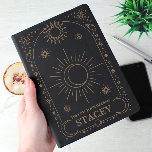 Personalised Celestial Black Hardback Notebook - MK&JD Gifts