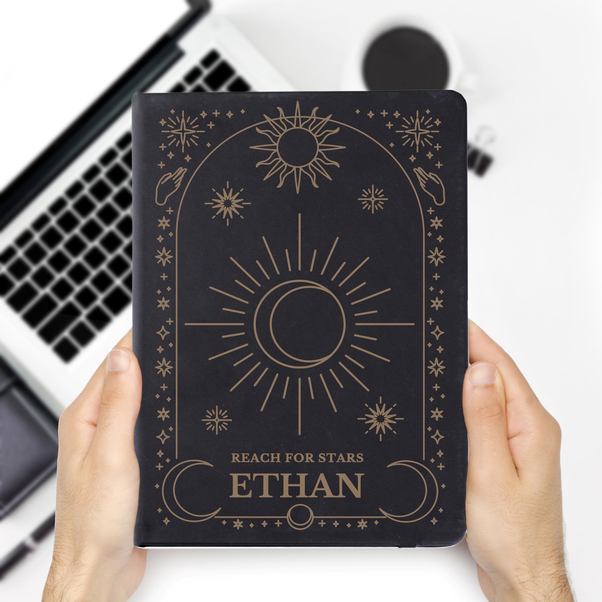 Personalised Celestial Black Hardback Notebook - MK&JD Gifts