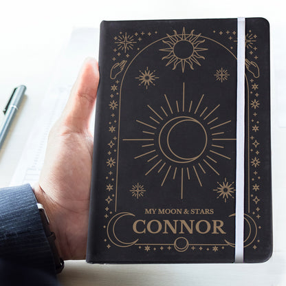 Personalised Celestial Black Hardback Notebook - MK&JD Gifts