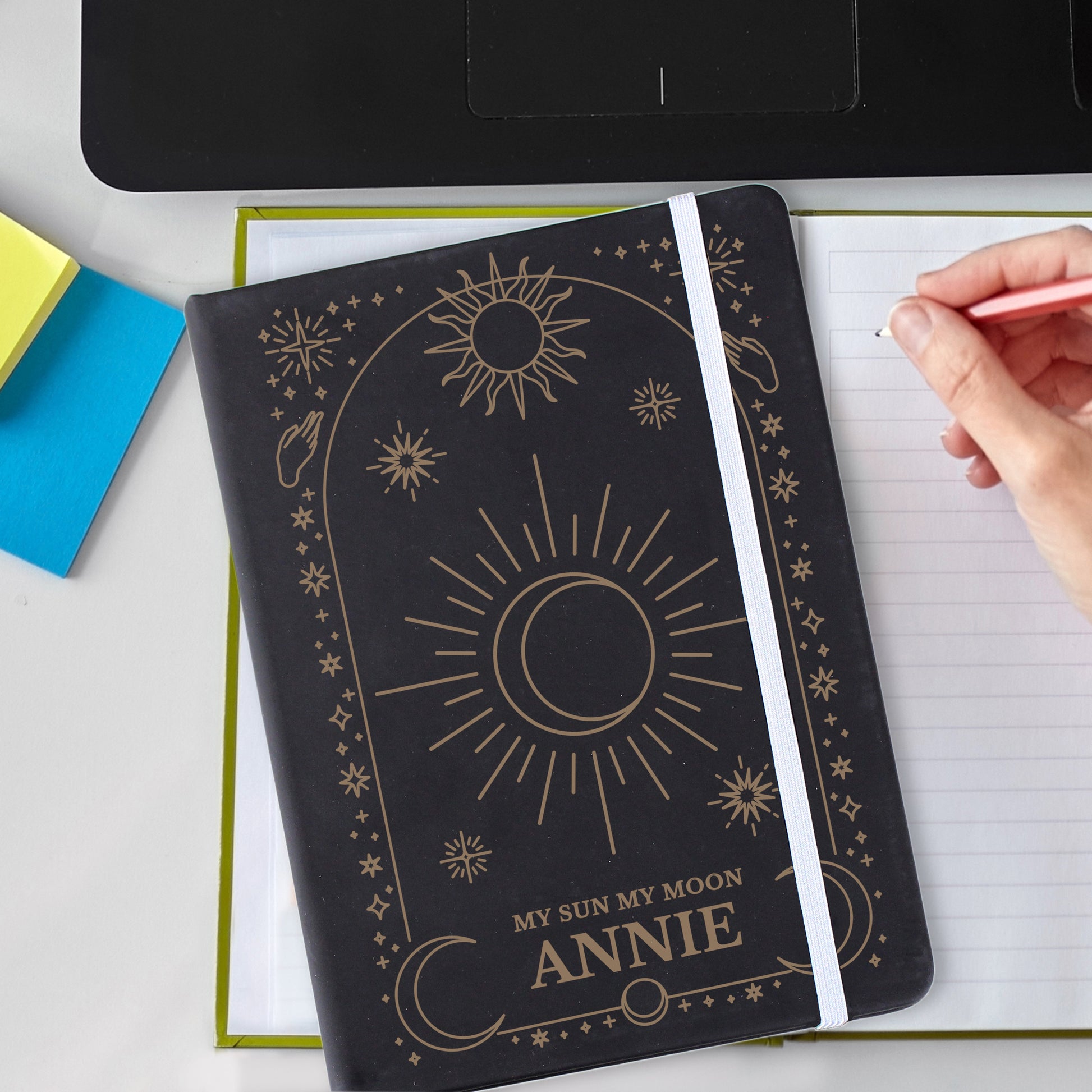 Personalised Celestial Black Hardback Notebook - MK&JD Gifts
