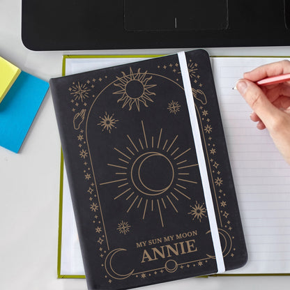 Personalised Celestial Black Hardback Notebook - MK&JD Gifts