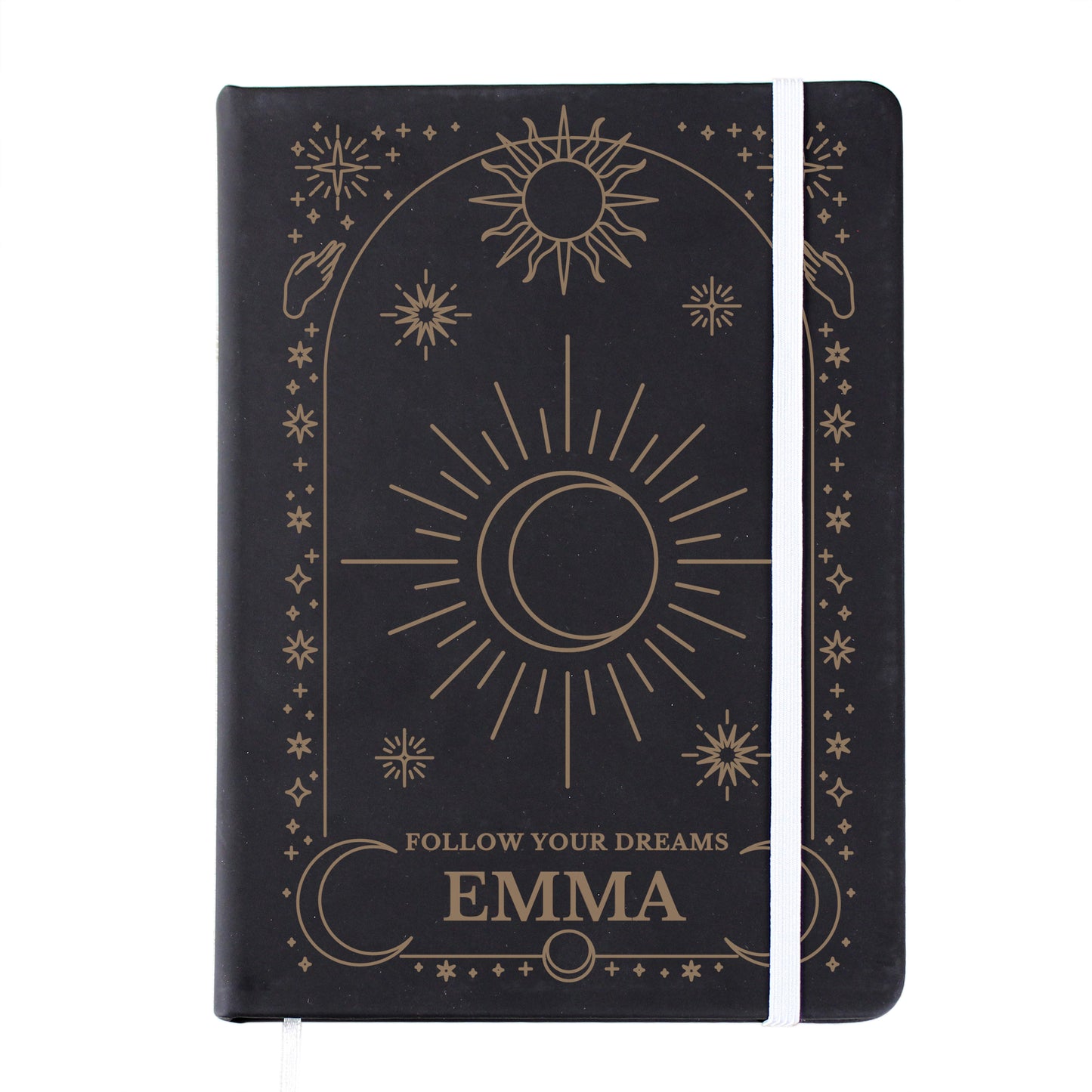 Personalised Celestial Black Hardback Notebook - MK&JD Gifts