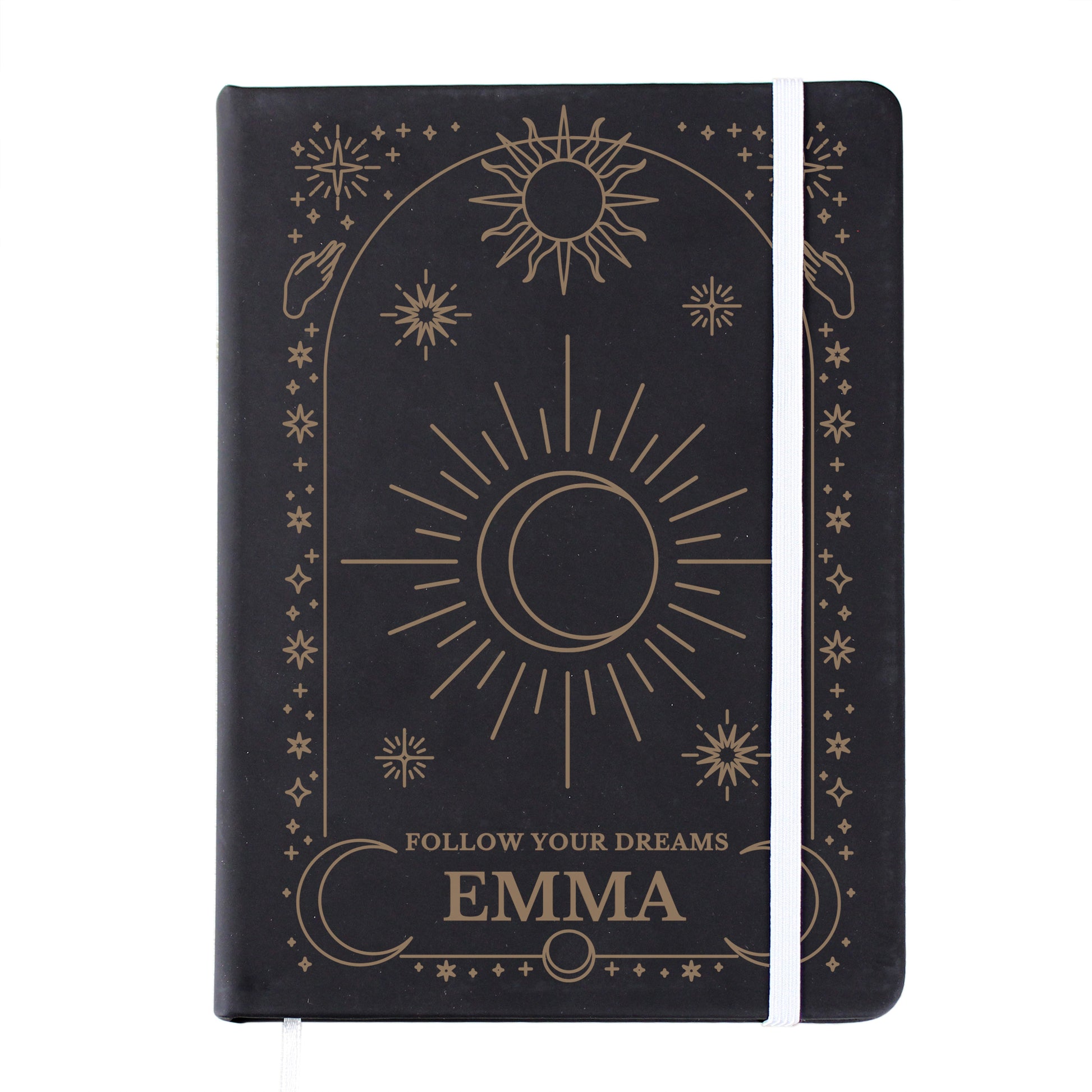 Personalised Celestial Black Hardback Notebook - MK&JD Gifts