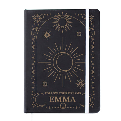 Personalised Celestial Black Hardback Notebook - MK&JD Gifts