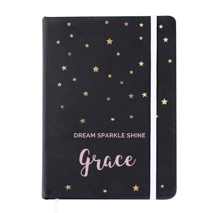 Personalised Starry Black Hardback Notebook - MK&JD Gifts