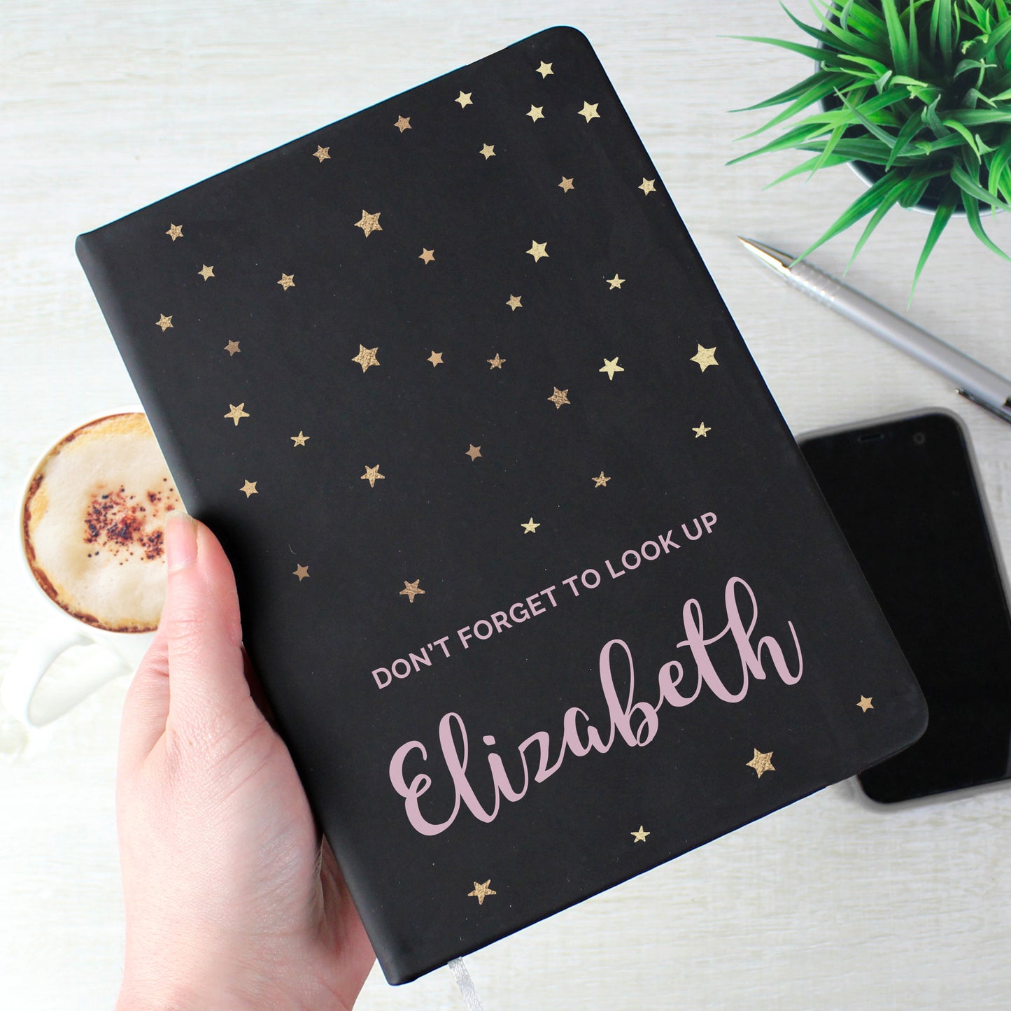 Personalised Starry Black Hardback Notebook - MK&JD Gifts