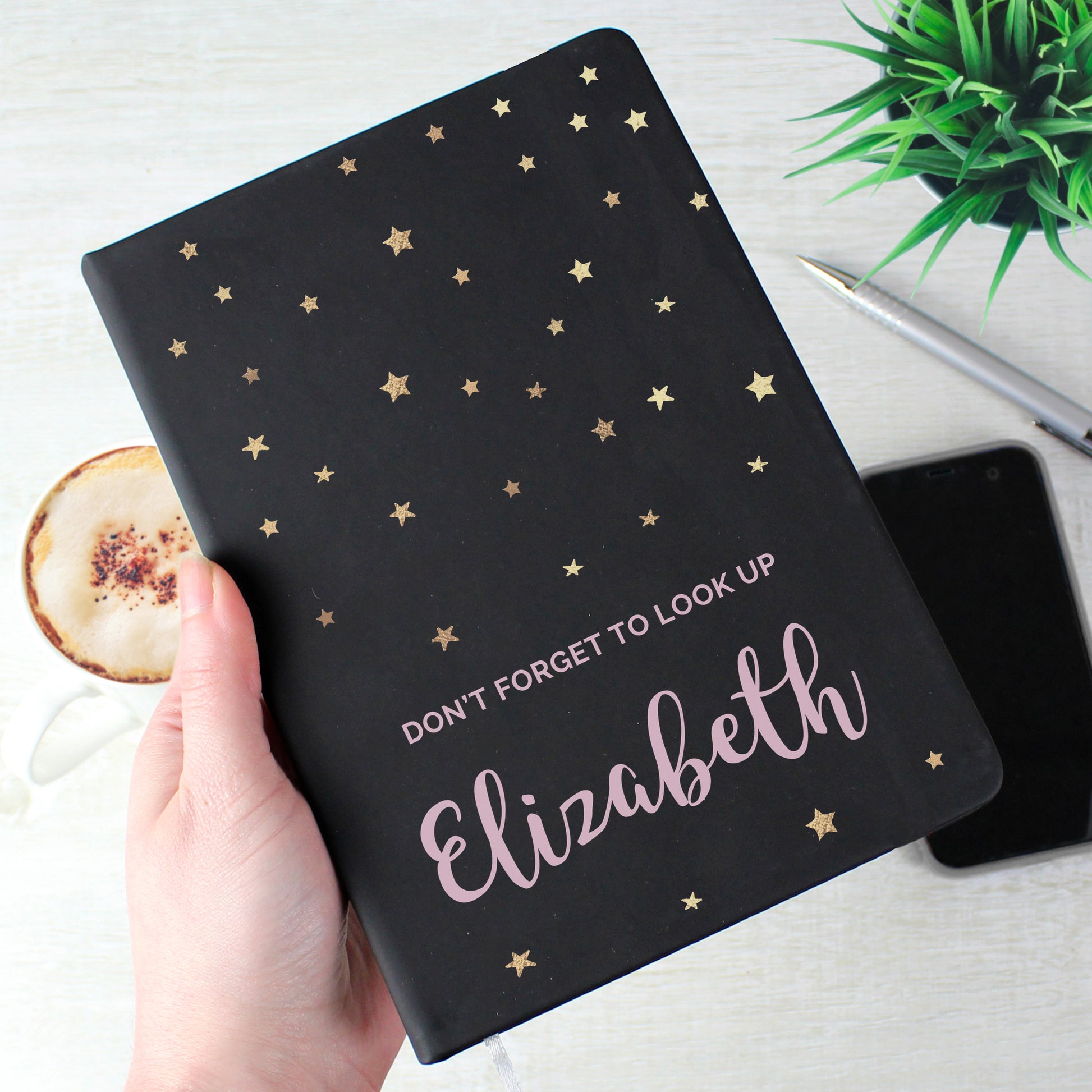 Personalised Starry Black Hardback Notebook - MK&JD Gifts