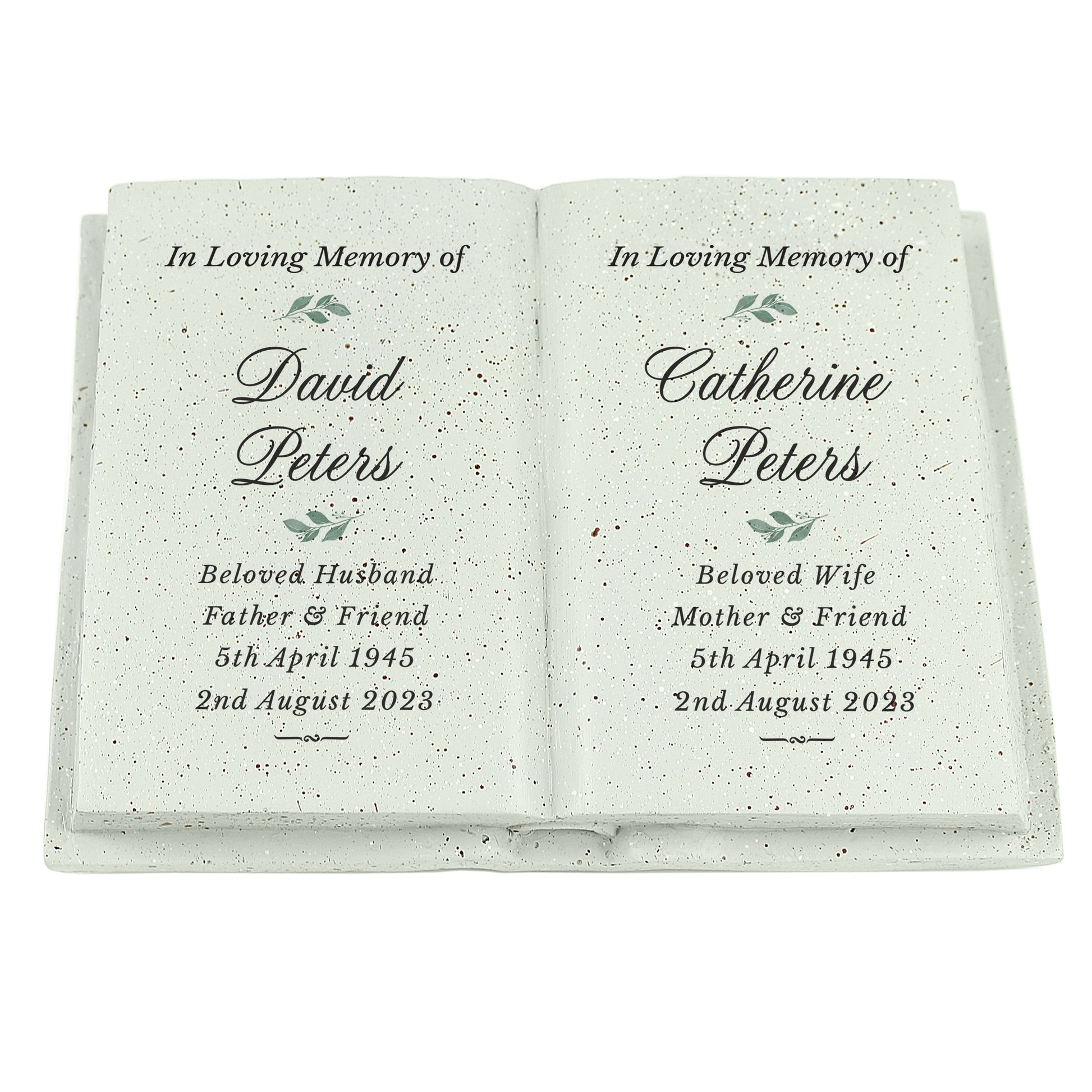Personalised Couples In Loving Memory Resin Book - MK&JD Gifts