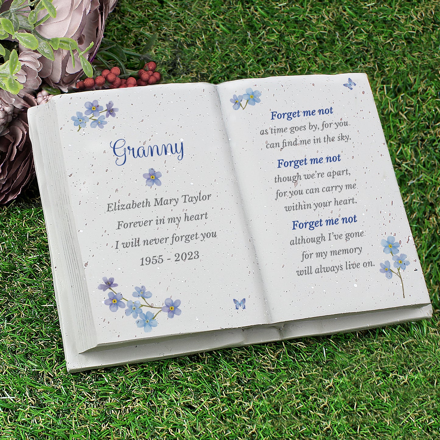 Personalised Forget Me Not Memorial Resin Book