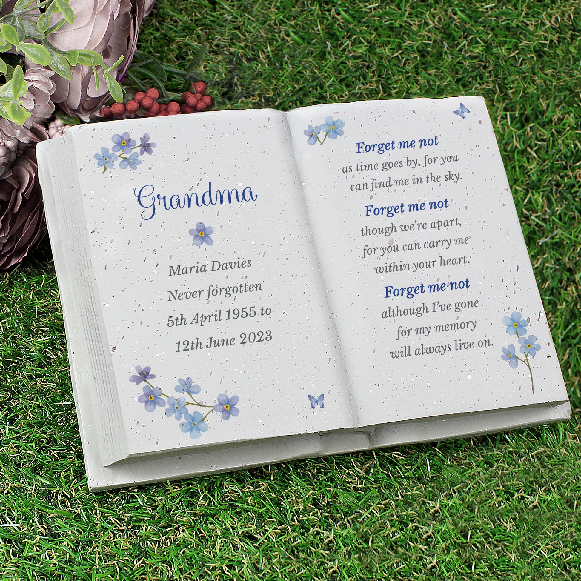 Personalised Forget Me Not Memorial Resin Book - MK&JD Gifts